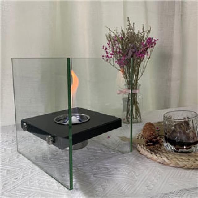 Double Glass Suspended Style Desktop Alcohol Fireplace