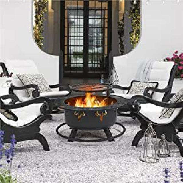 Large Round Outdoor Fire Pit Barbecue