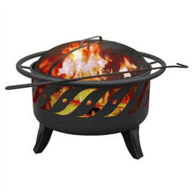 Outdoor Patio Steel Wood Burning Fire Pit Black