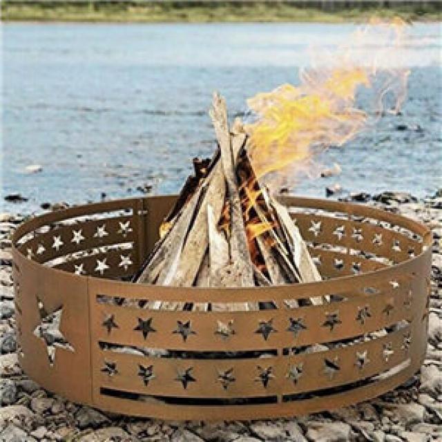 Round Fire Pit Ring Wood Burning Camping Backyard Beach