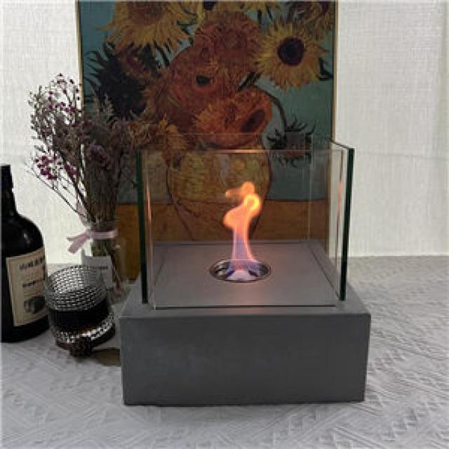 Smokeless concrete glass fire pit