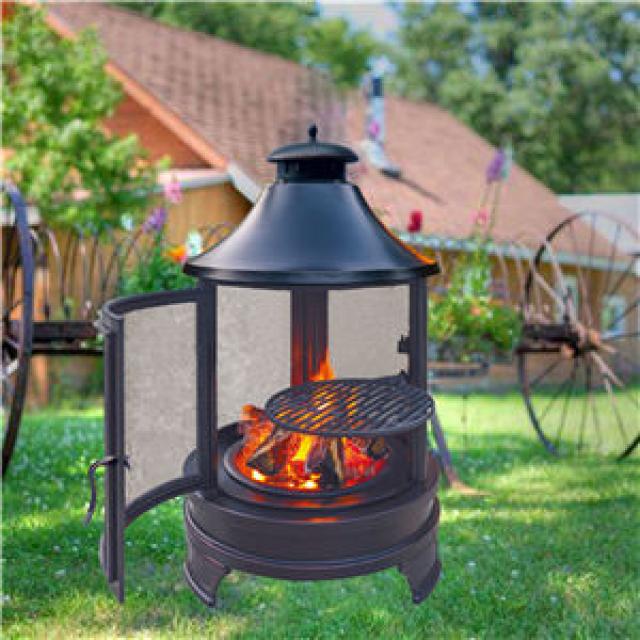 Wood Burning Outdoor Fire Pit With Grill